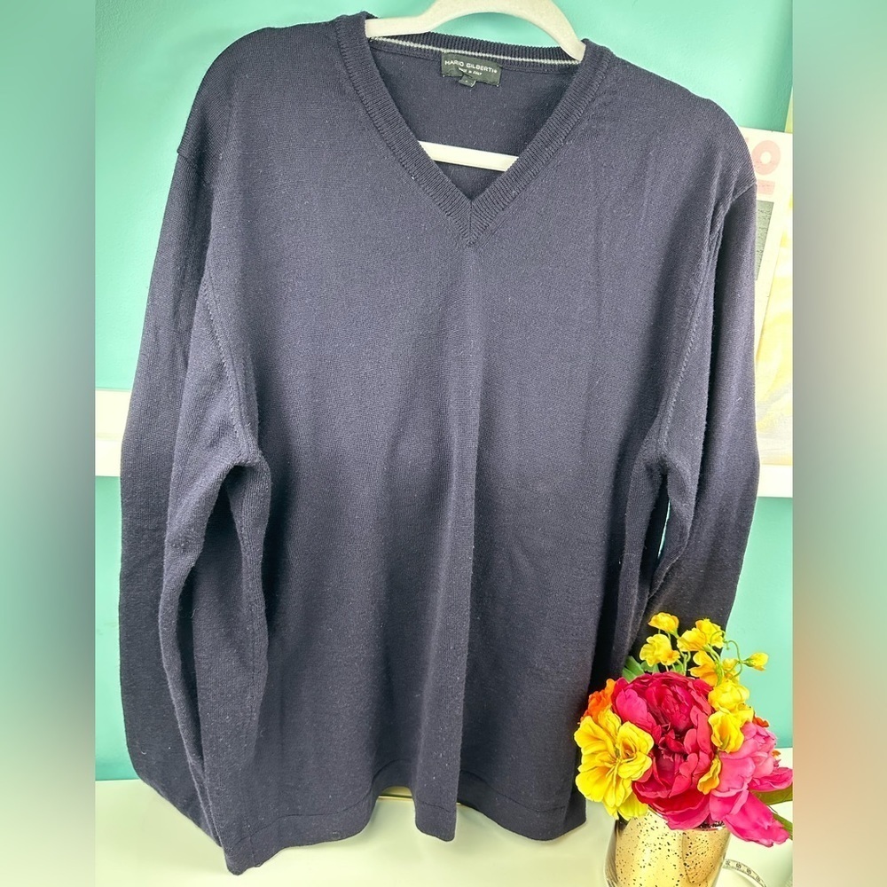 Italian extrafine merino 100% wool, mens sweater, size Large
